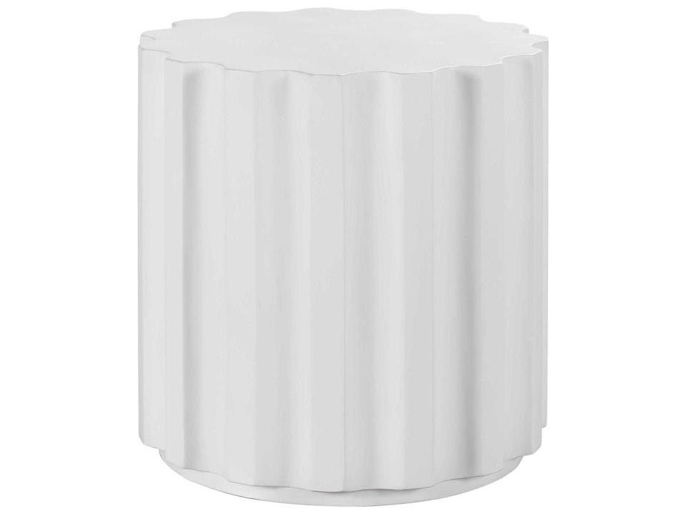 Edisto Cast Concrete Round End Table in Abaco White
