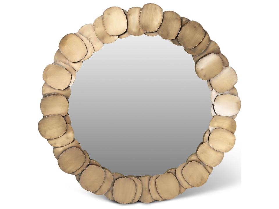 Elements Suri Round Wall Mirror with Freeform Iron Frame Antique Brass