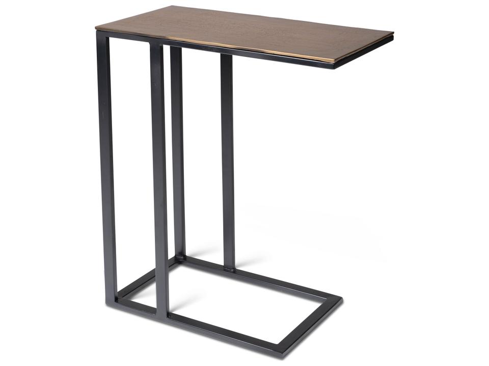 Elements Tanu C-Table End Table with Reclaimed Aluminum Top in Antique Brass