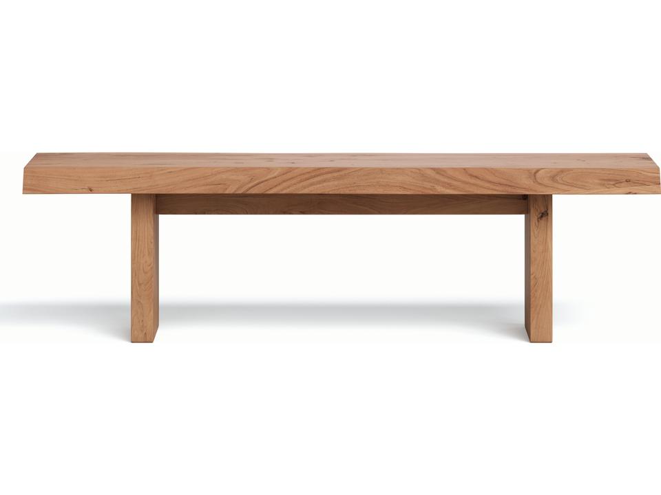 Brooks 65 Inch Bench Solid Acacia Wood with Live Edge Design