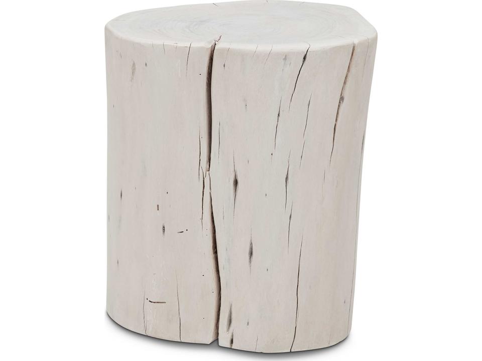 Brooks Solid Acacia Wood Stump End Table in White Wash