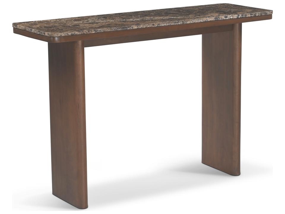 Caden Rectangular Marble Walnut Emperado Console Table