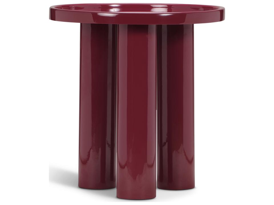Eclat Sofia Enamel Round End Table in Plum