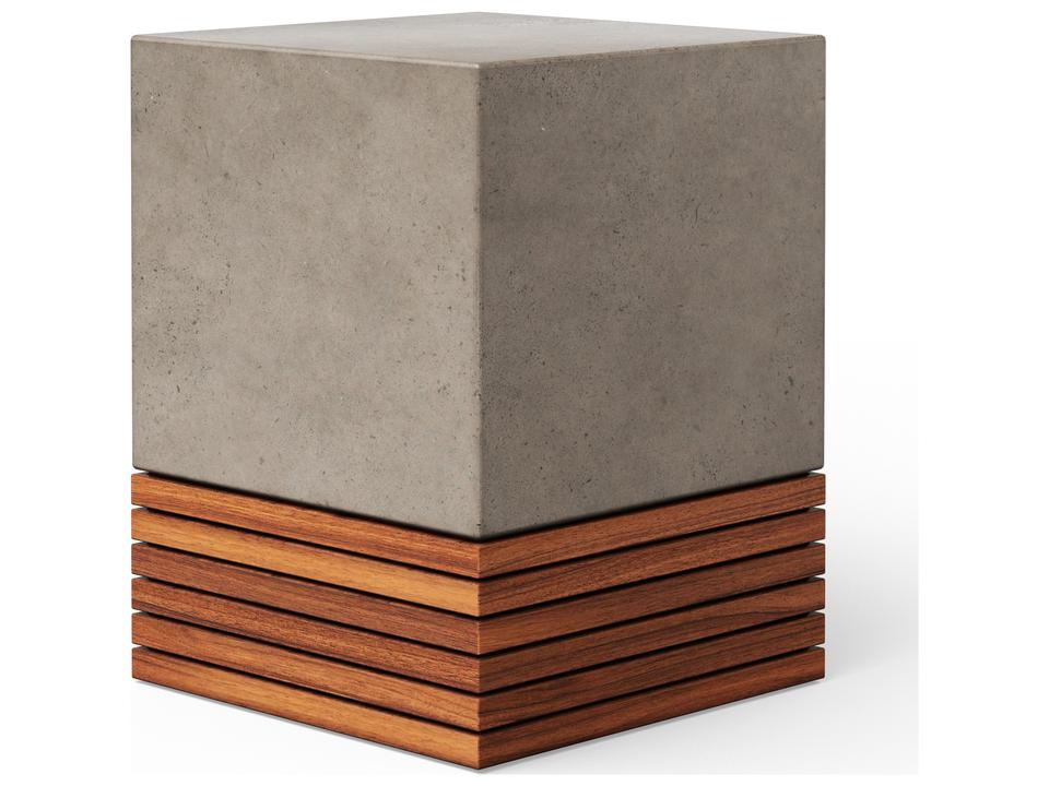 Urbia Mixx Stecca Corto Concrete and Teak Garden Stool