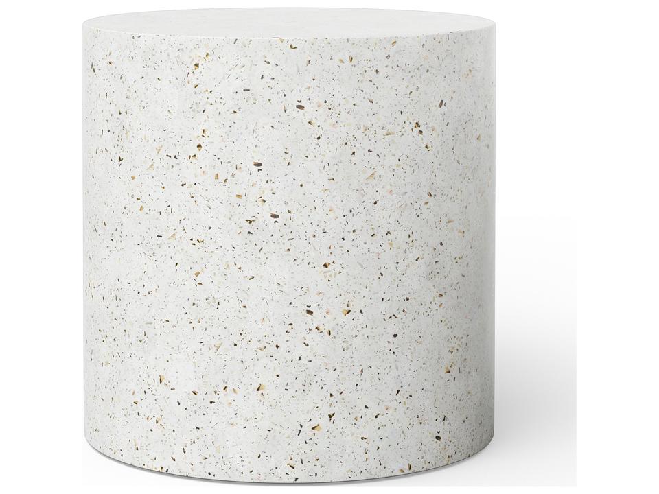 Mixx 20-Inch Round Concrete End Table in Ivory Terrazzo