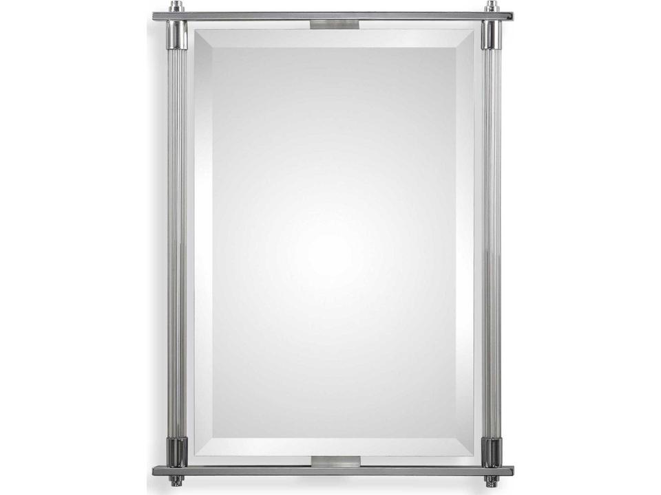 Adara Ribbed Glass Vanity Mirror Polished Chrome