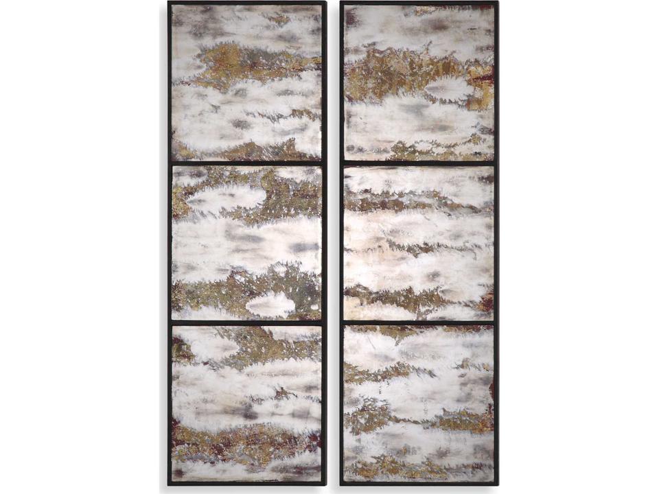 Rahila Set of 2 Antiqued Wall Mirrors in Deep Earth Tones
