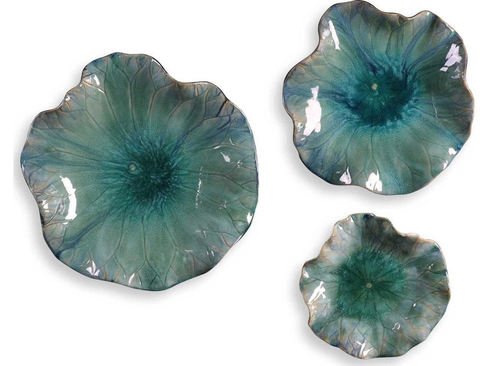 Abella Ceramic Flower Wall Decor Set of 3 in Caribbean Tones