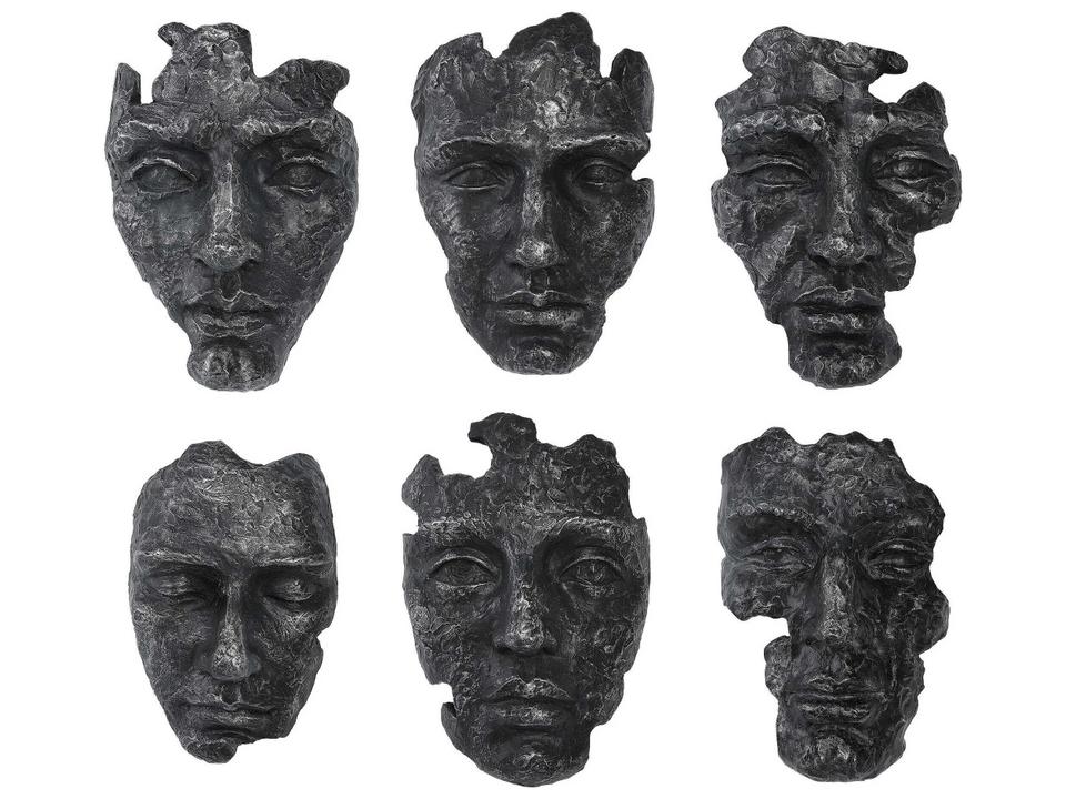 Self-Portrait Wall Decor Set of 6 in Patinated Steel Gray Metallic