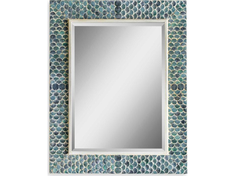 Makaria White Wood and Fiberglass Mermaid Scale Mirror