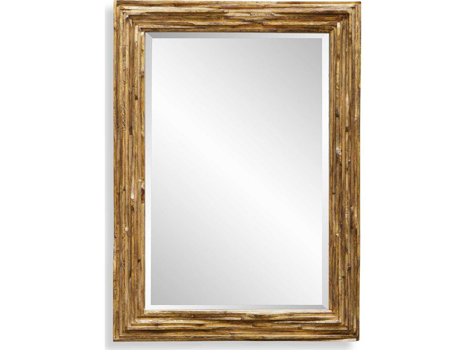 Overlap Teak Wood Mirror in Distressed Antique Gold Leaf