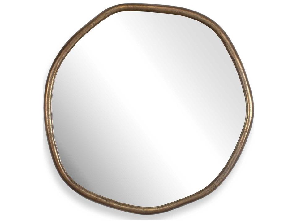Ambrose Round Indoor-Outdoor Mirror in Antique Brass Finish