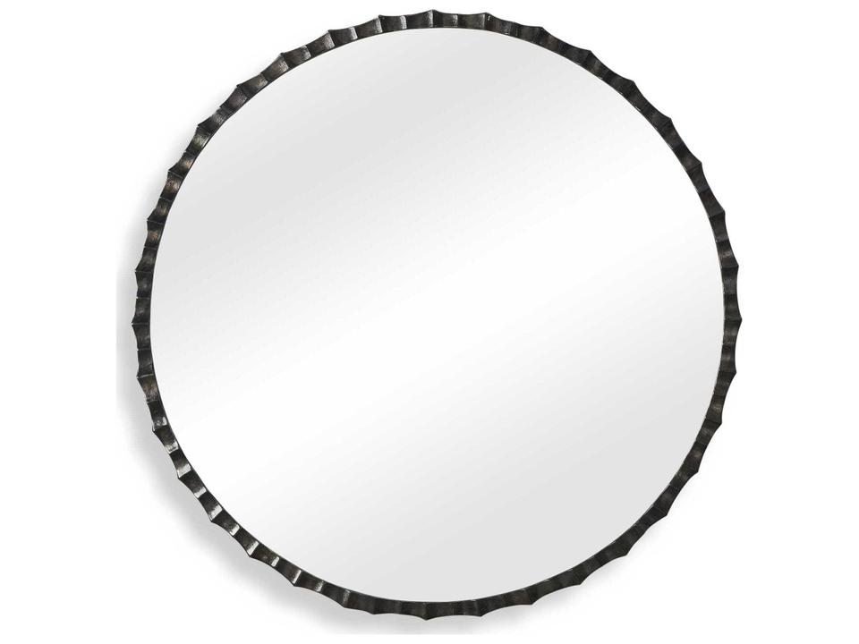 Grander Black Gray Round Wall Mirror