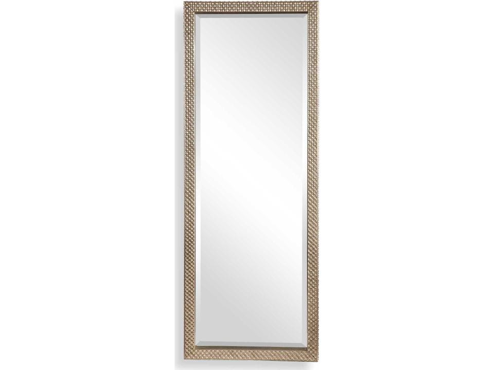 Cacelia Leaner Mirror with Diamond Studded Frame in Metallic Silver