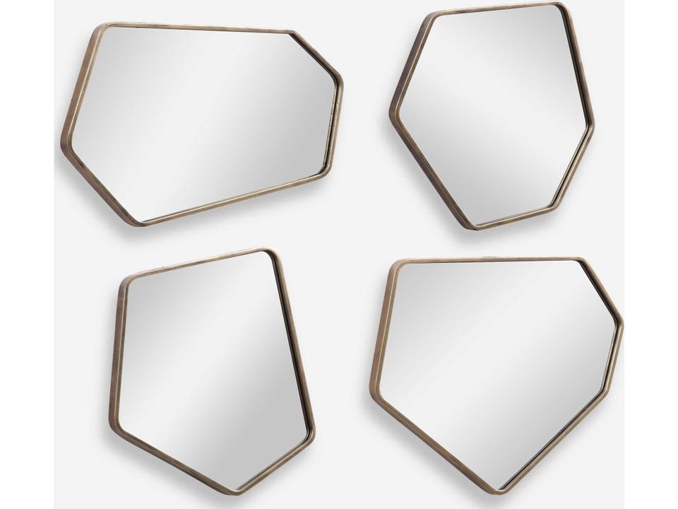 Linneah Organically Shaped Wall Mirror Set in Aged Gold