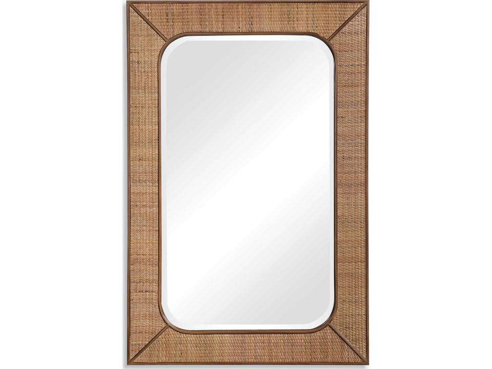 Tahiti Rectangular Rattan Mirror with Maple Stain