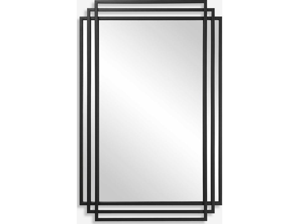 Amherst Rectangular Wall Mirror with Matte Black Iron Frame