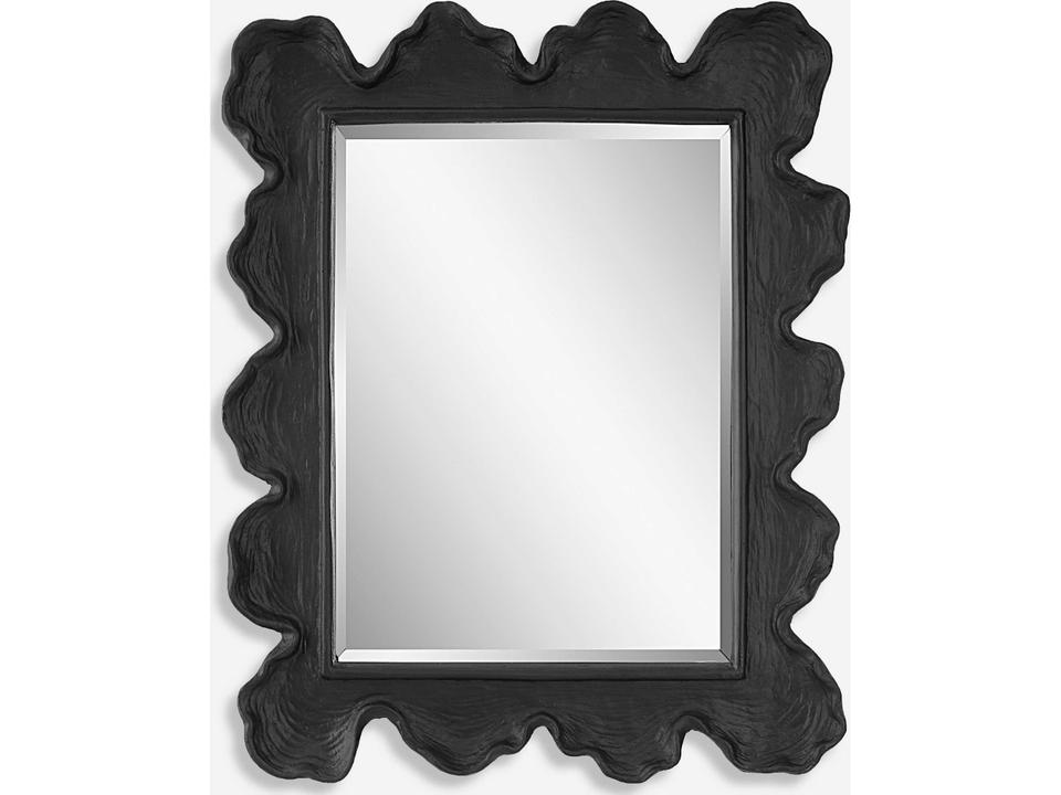 Sea Coral Rectangular Wall Mirror in Black
