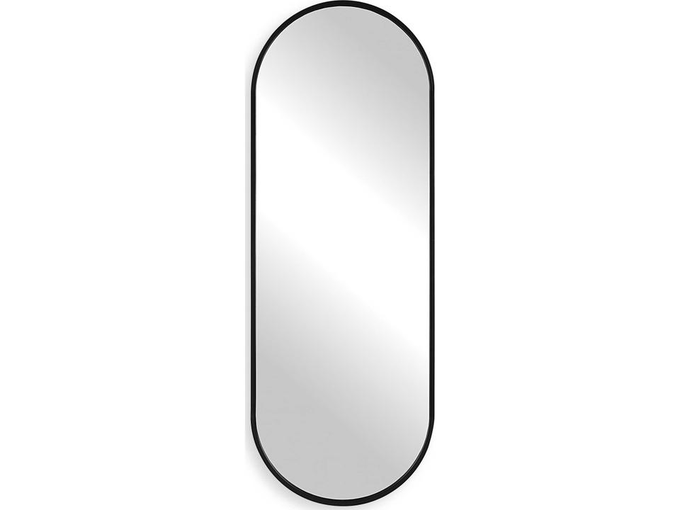 Varina Oval Framed Wall Mirror in Satin Black