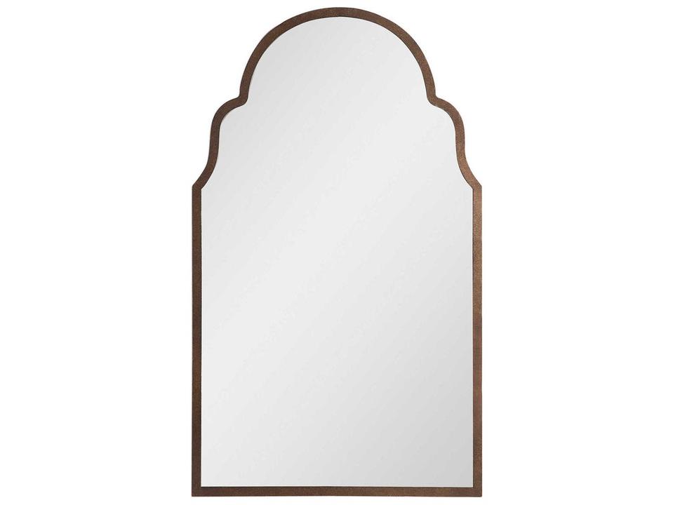 Brayden Arch Metal Mirror Dark Brown with Burnished Edges and Gold Highlights