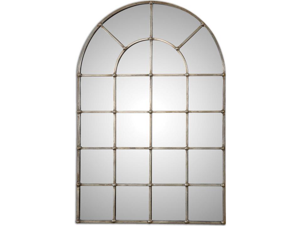 Barwell Arch Window Mirror in Oxidized Plated Silver
