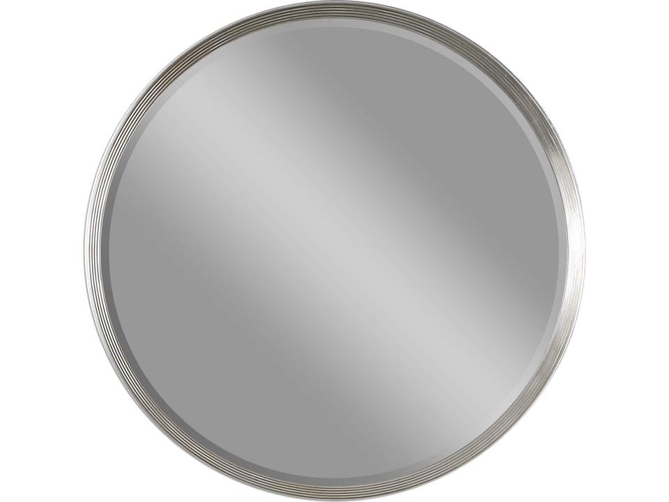 Serenza Round Silver Leaf Mirror with Black Edge