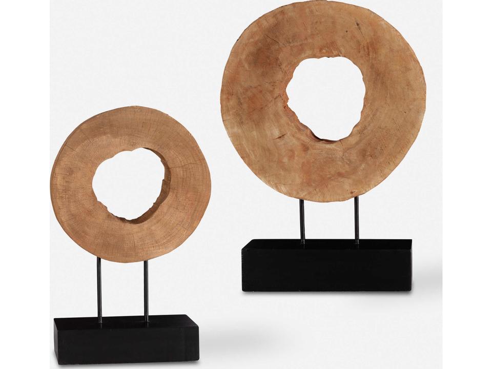 Ashlea Set of 2 Mango Wood and Iron Sculptures