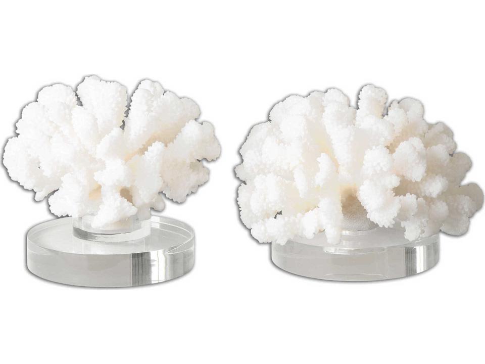 Hard Coral Textured Cream Sculpture Set of 2