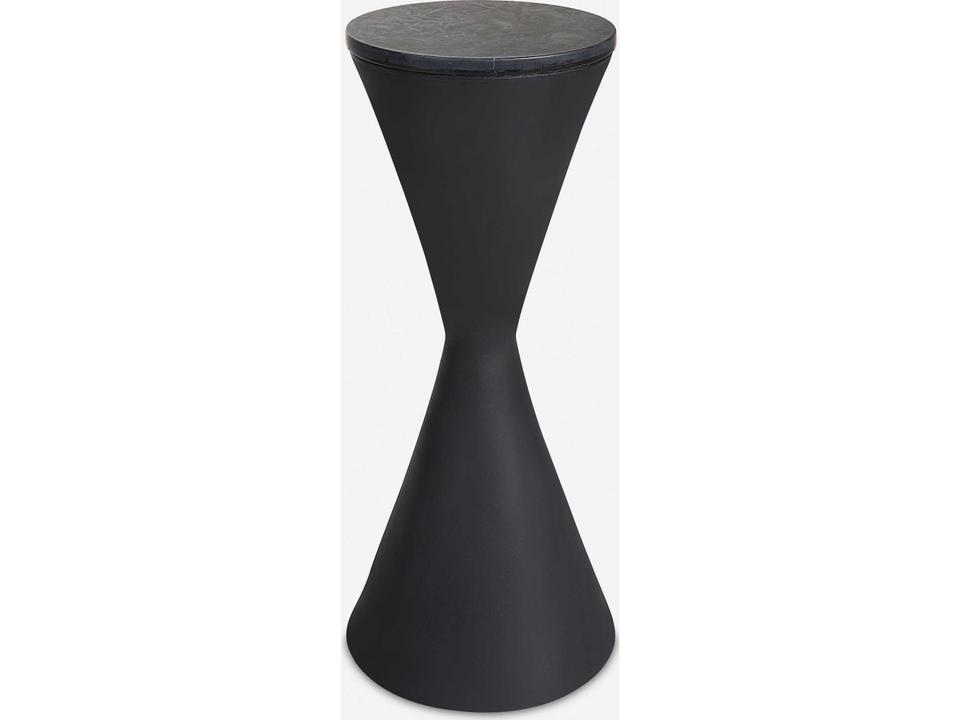 Time's Up Hourglass Shaped Drink Table with Black Marble Top