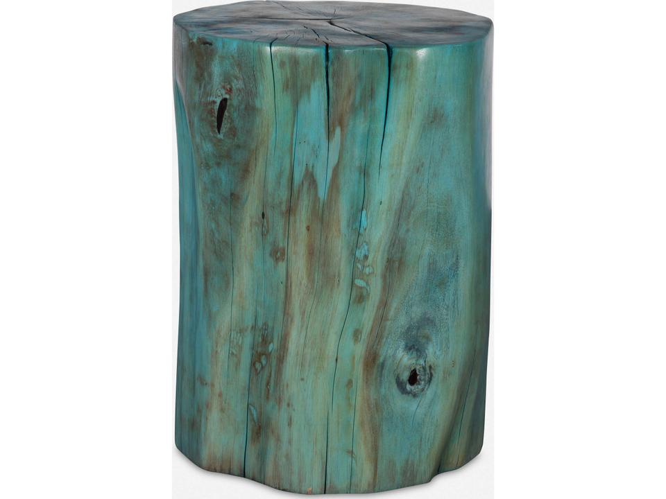 Habitat Round Tamarind Wood Accent Stool in Blue-Green