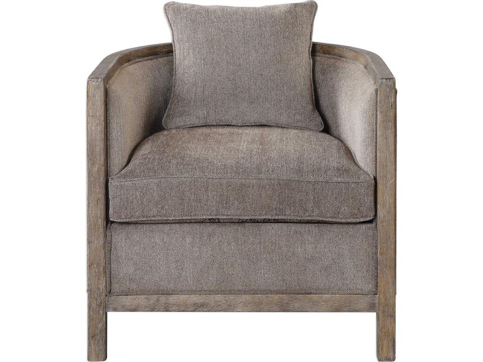 Viaggio Gray Chenille Accent Chair with Gray Washed Frame