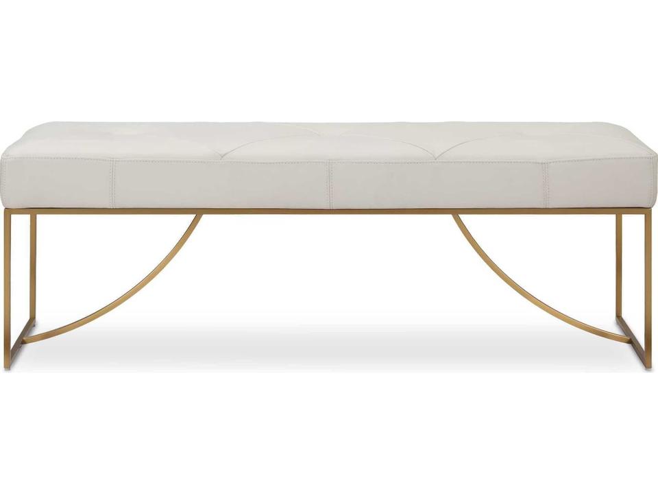 Swale Ivory Leather Bench with Brushed Brass Base