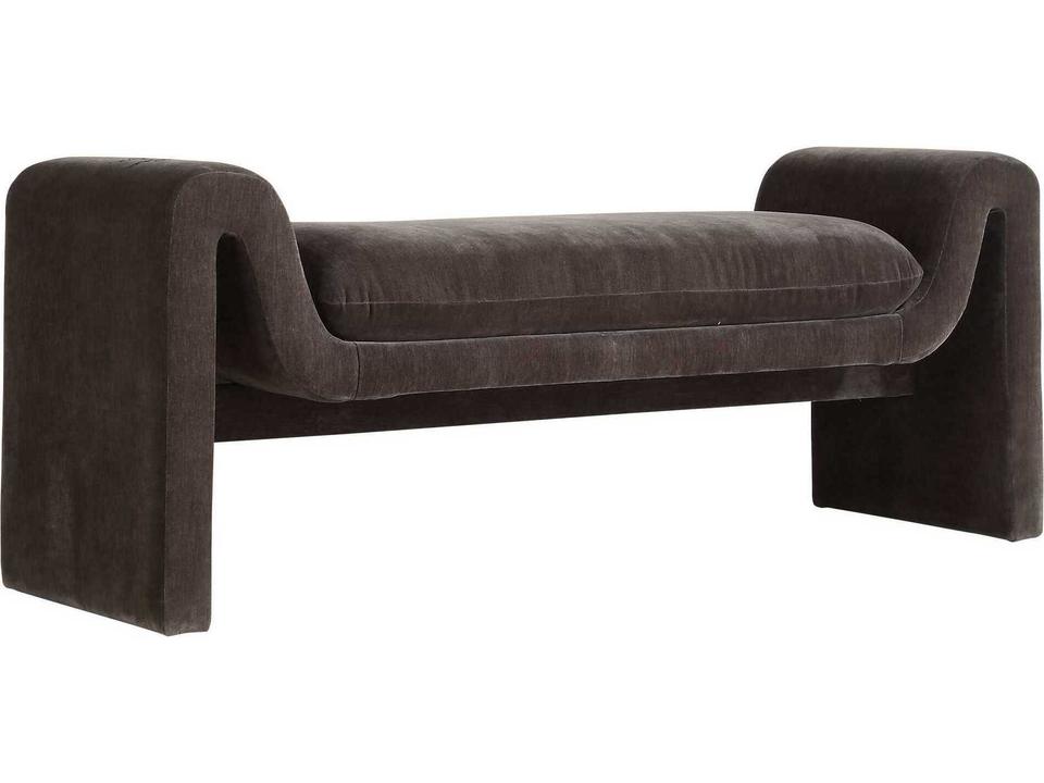 Manson Contemporary Upholstered Bench in Charcoal Distressed Velvet