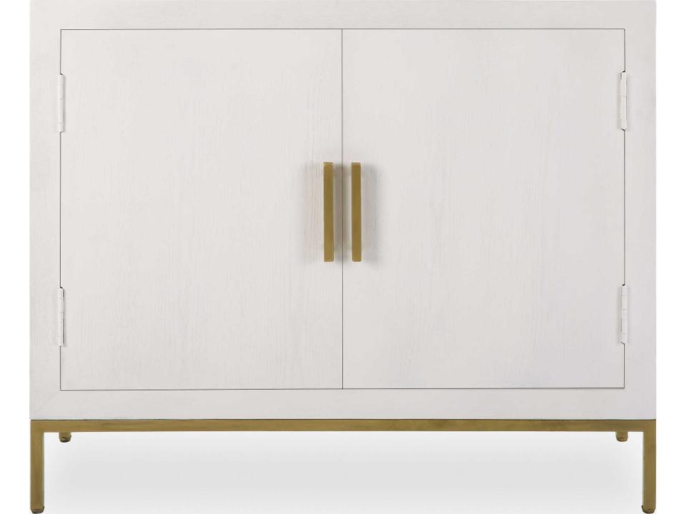 Front Range 2-Door Accent Cabinet in Painted White Oak Veneer with Aged Gold