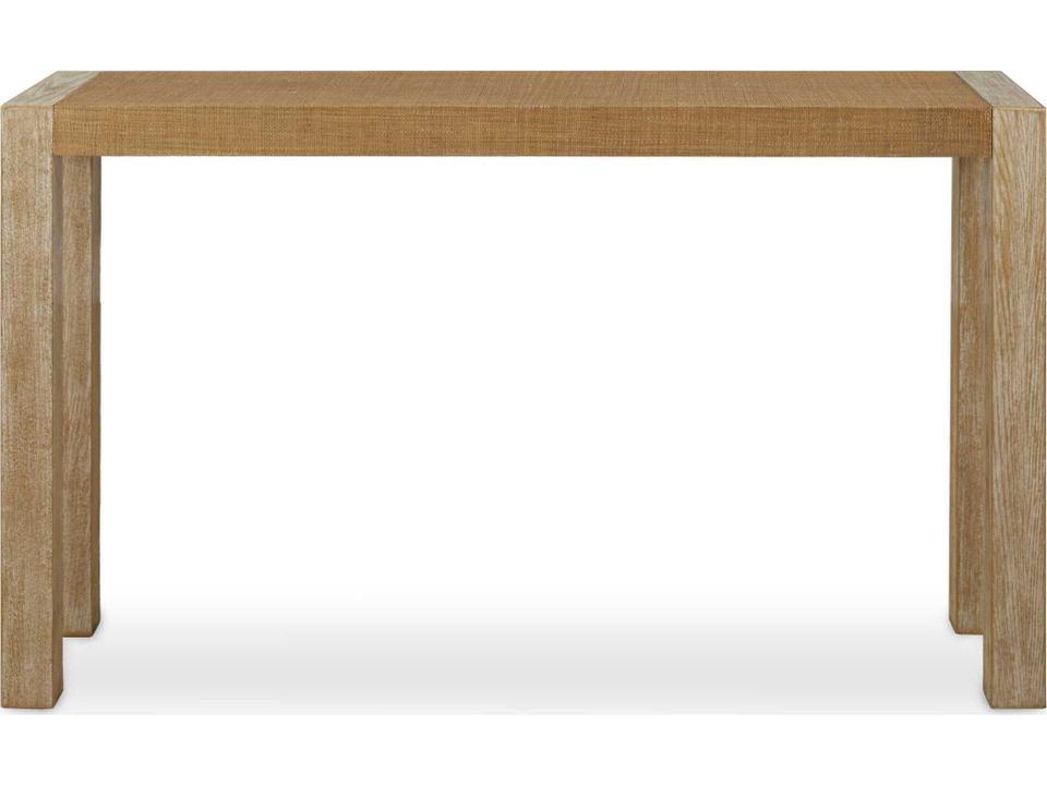Bentley Grasscloth Console Table with Oak Veneer Legs