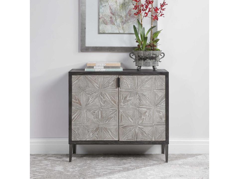 Laurentia Two Door Accent Cabinet in Light Gray and Deep Black