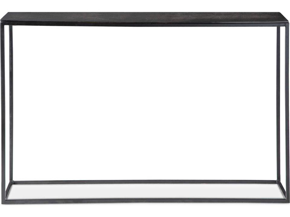 Coreene Industrial Console Table with Aged Black Iron and Antique Bronze Top