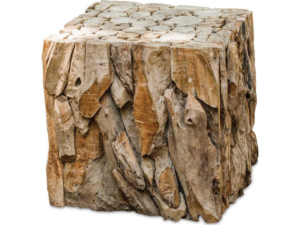 Teak Root Natural Wood Bunching Cube Side Table