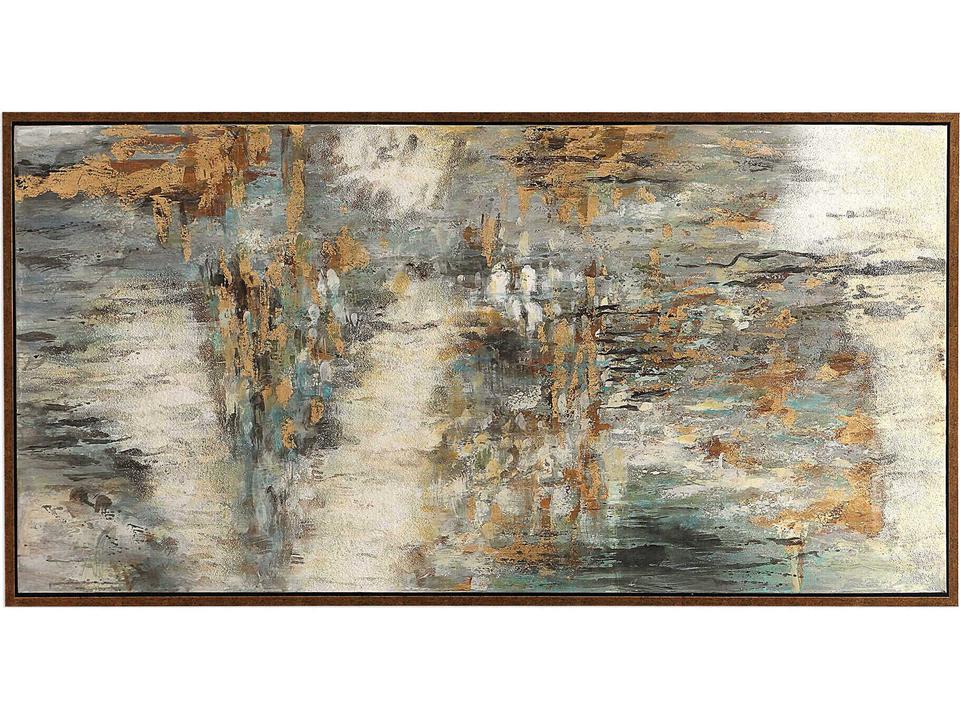 Behind The Falls Large Abstract Canvas Wall Art in Antique Copper Bronze