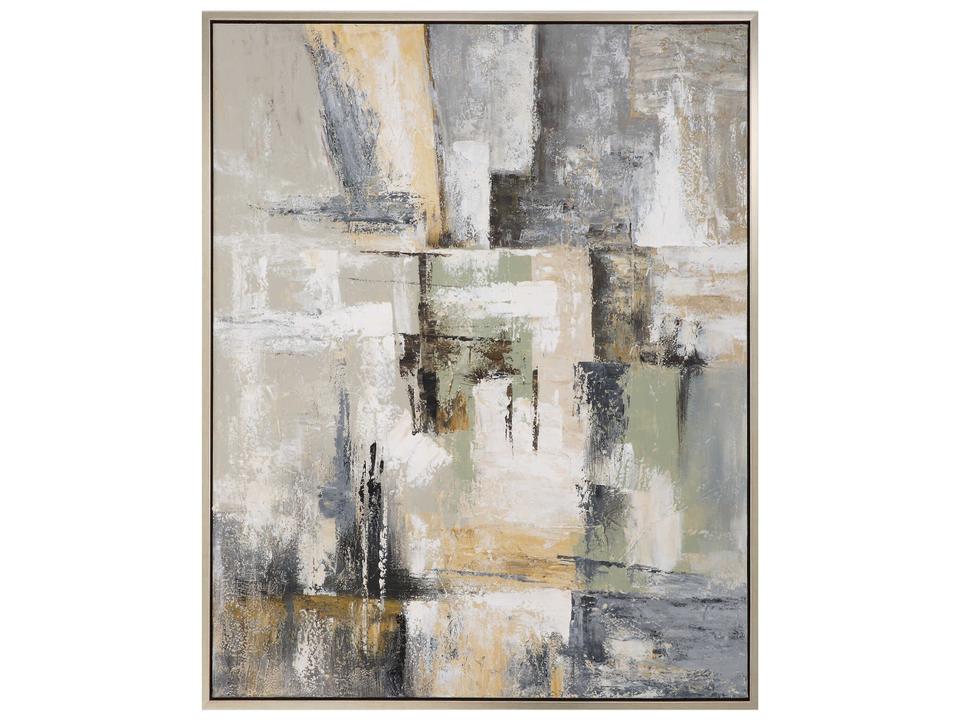 Intuition Hand Painted Abstract Wall Art in Sage Pewter and Taupe