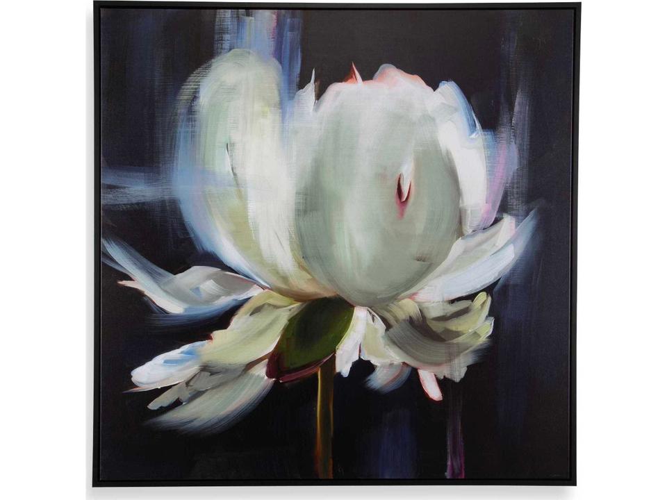 Peony Framed Canvas Wall Art with Black Wood Frame