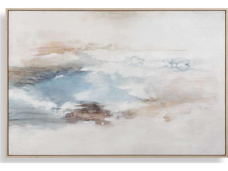 Chasing Blue Hand Painted Canvas Wall Art with Natural Pine Wood Frame
