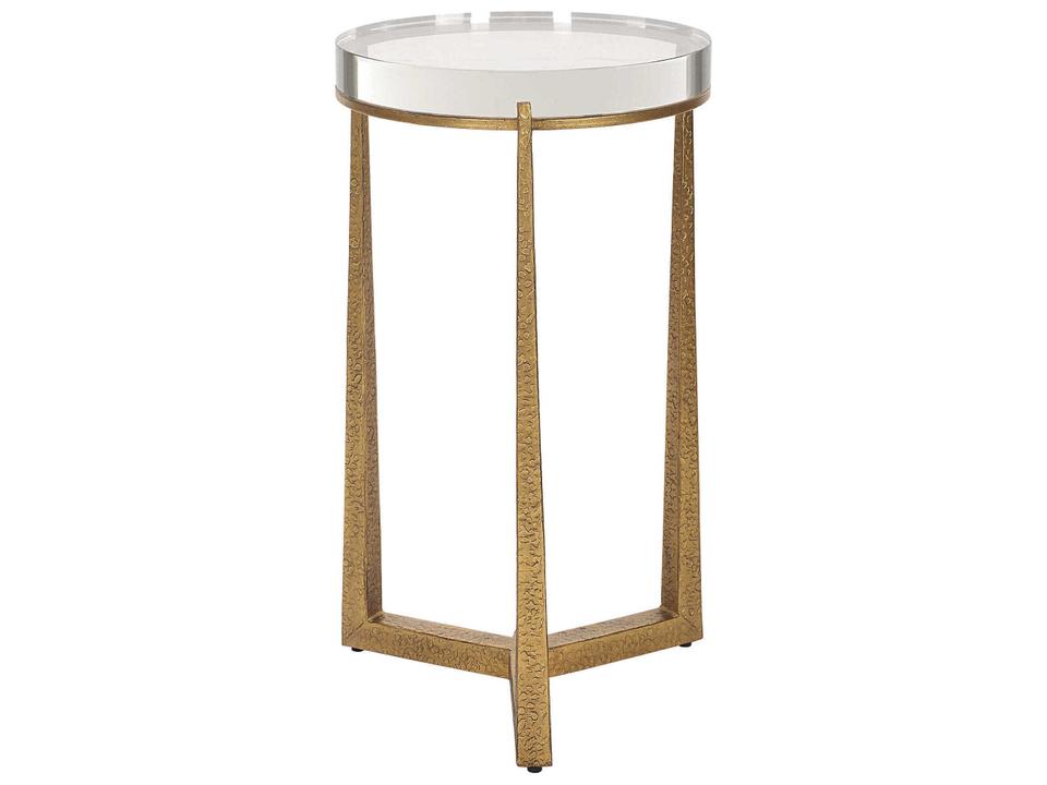 Midas Round Crystal Accent Table in Antique Gold