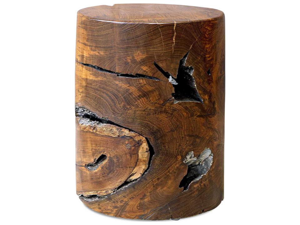 Rafe Natural antique Silver Brown Accent Stool