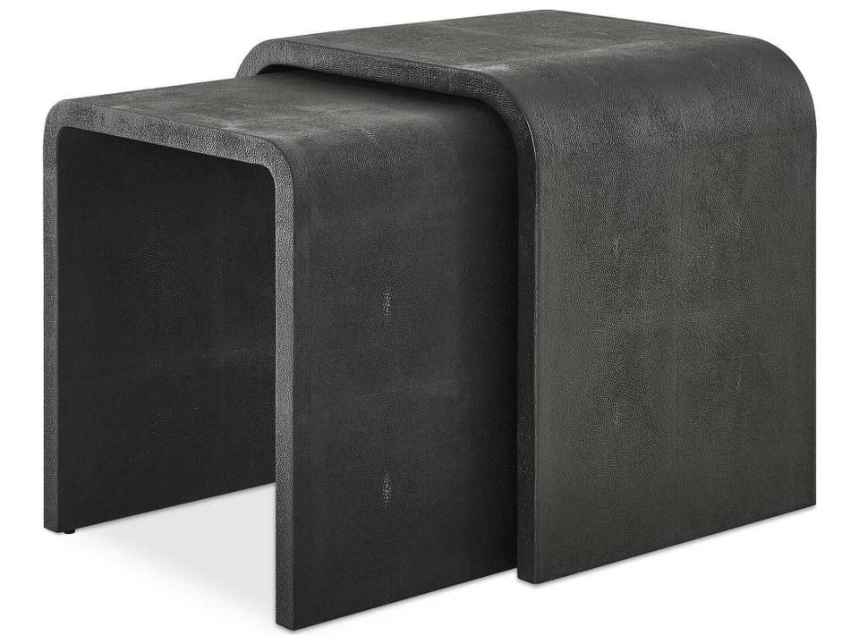 Interpose Square Faux Leather Gray End Table