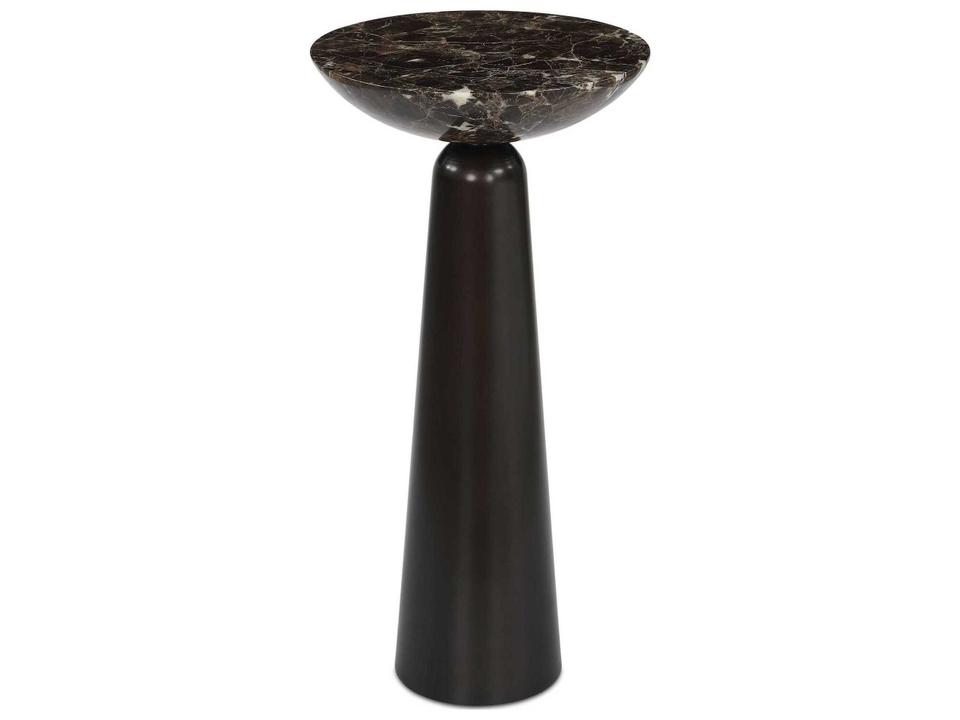 Hastings Brown Marble Accent Table with Dark Bronze Iron Base