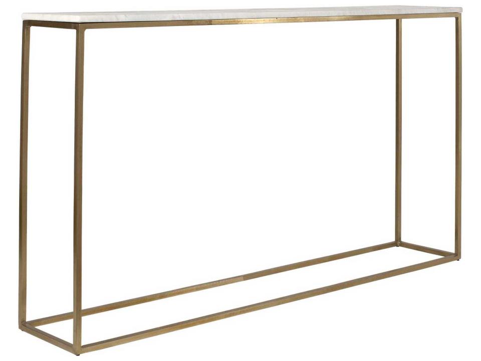 Redmond White Marble Console Table with Brass Finish Legs