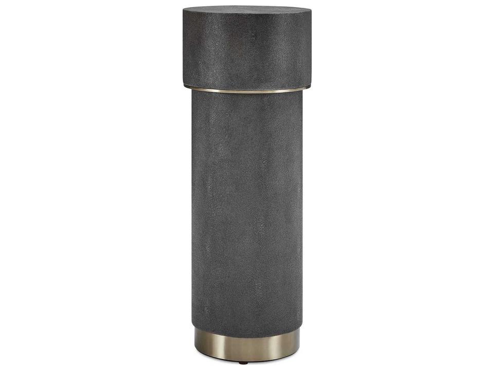 Wessex Drink Table Charcoal Faux Shagreen and Brushed Brass