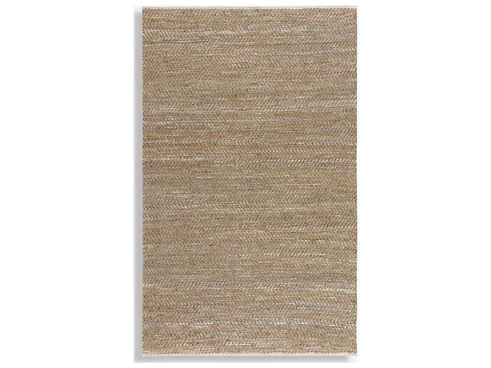 Tobais Hand Woven Leather and Hemp Area Rug Beige and Gray