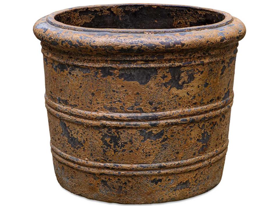 Weathered Relic Reinforced Concrete Planter in Rust Black